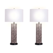 Serpent Elegance Faux Leather Table Lamp - Snake Skin - Set of 2 - Metal
