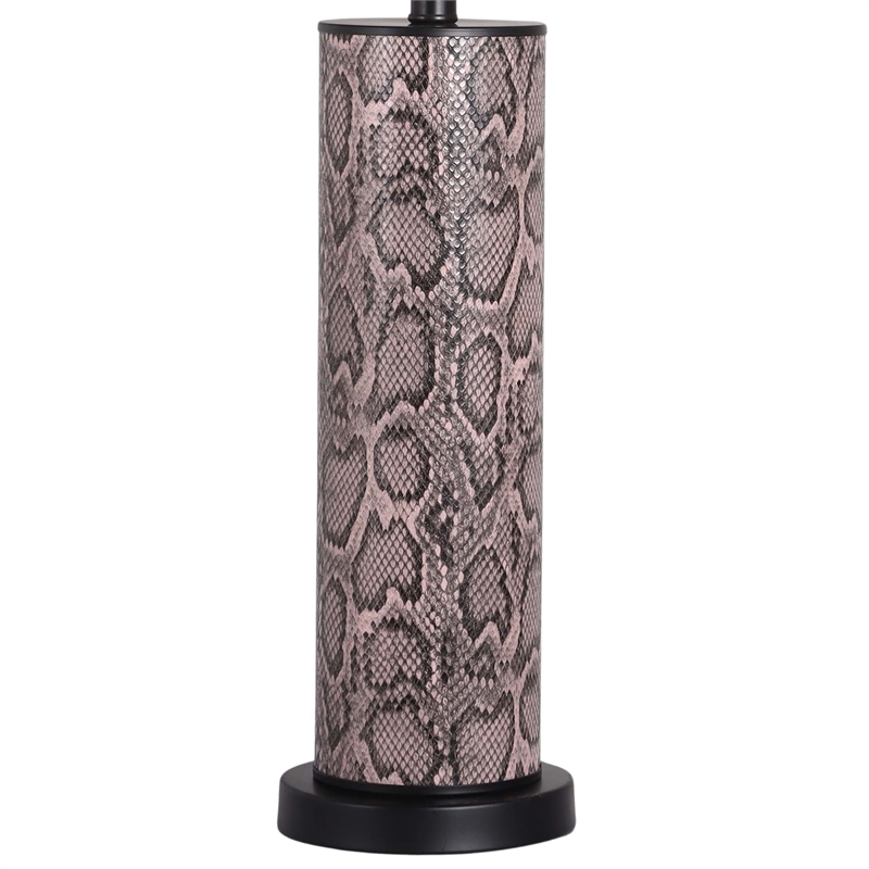 Serpent Elegance Faux Leather Table Lamp - Snake Skin - Set of 2 - Metal
