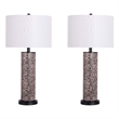 Serpent Elegance Faux Leather Table Lamp - Snake Skin - Set of 2 - Metal