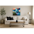 Playful Blue Cow Whimsy Canvas Wall Art - 32