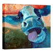 Playful Blue Cow Whimsy Canvas Wall Art - 32