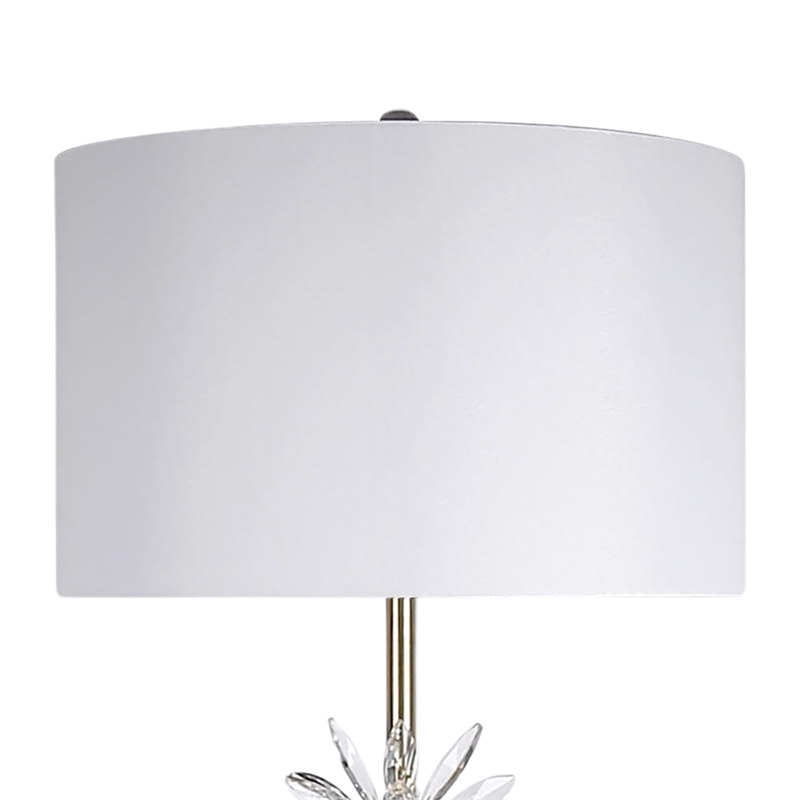 Crystal Bloom Metal Floor Lamp - Soft Gold Clear Crystal & White Marble