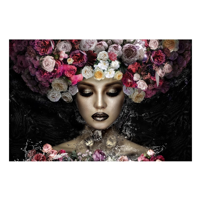 Aqua Floral Frameless Tempered Glass Wall Art - 60