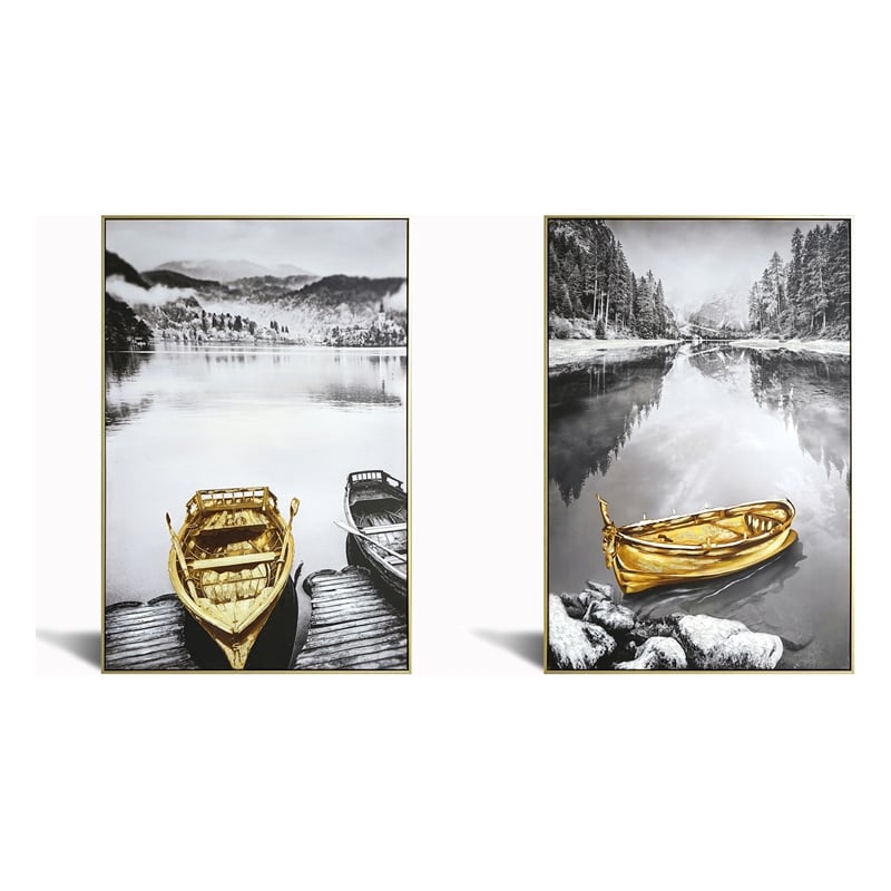 Golden Serenity Reflections Canvas Wall Art - 32