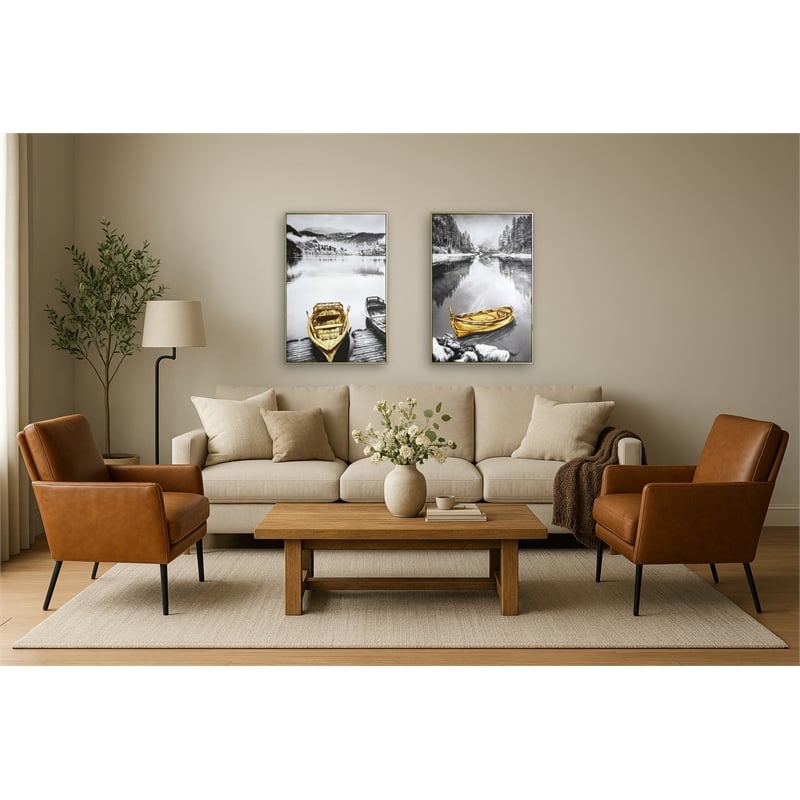 Golden Serenity Reflections Canvas Wall Art - 32