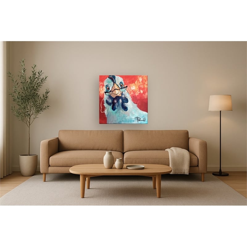 Whimsical Chicken with Glasses Canvas Wall Art - 32