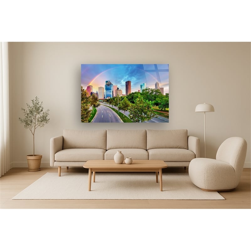 Houston Pot of Gold Frameless Tempered Glass Wall Art - Multicolor