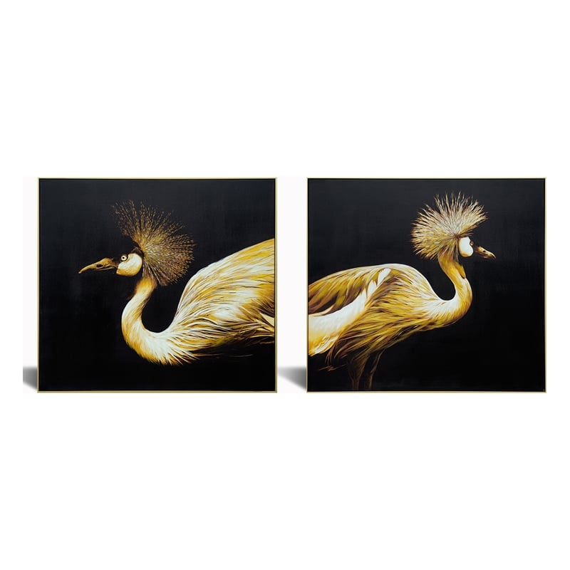 Golden Majesty Crane Pair Canvas Wall Art - 78
