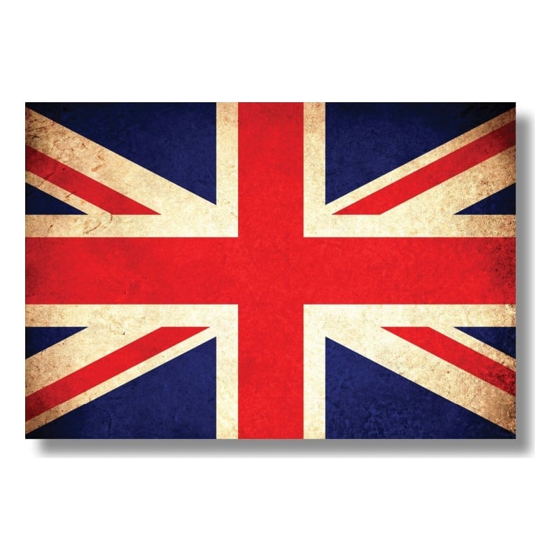 Vintage British Flag Art Frameless Tempered Glass Wall Art - Multicolor