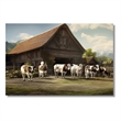 Rustic Farm with Cows Frameless Tempered Glass Wall Art - Multicolor