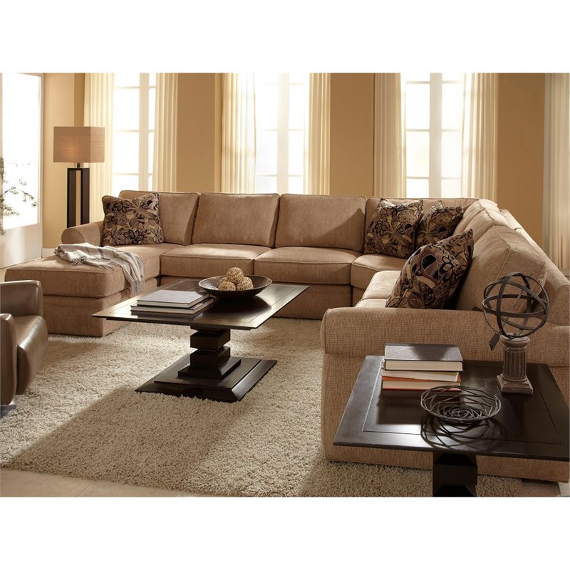 Broyhill Veronica Upholstered LAF Chaise Sectional Sofa in Beige ...