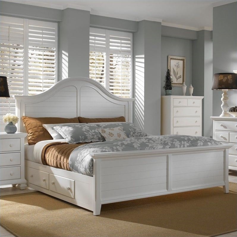 Broyhill Mirren Harbor Arched Panel Storage Bed in White 4024