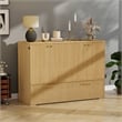 Full Size Murphy Cabinet Bed with Charging Station Light Wood Finish
