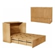 Full Size Murphy Cabinet Bed with Charging Station Light Wood Finish