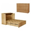 Full Size Murphy Cabinet Bed with Charging Station Light Wood Finish