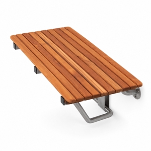 Teakworks4u Wall Mounted ADA Compliant Shower Bench in Teak Wood