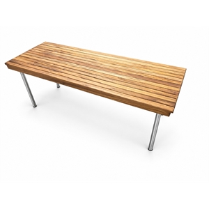 Teakworks4u Commercial Legged Bench in Teak Wood with Stainless Steel Legs