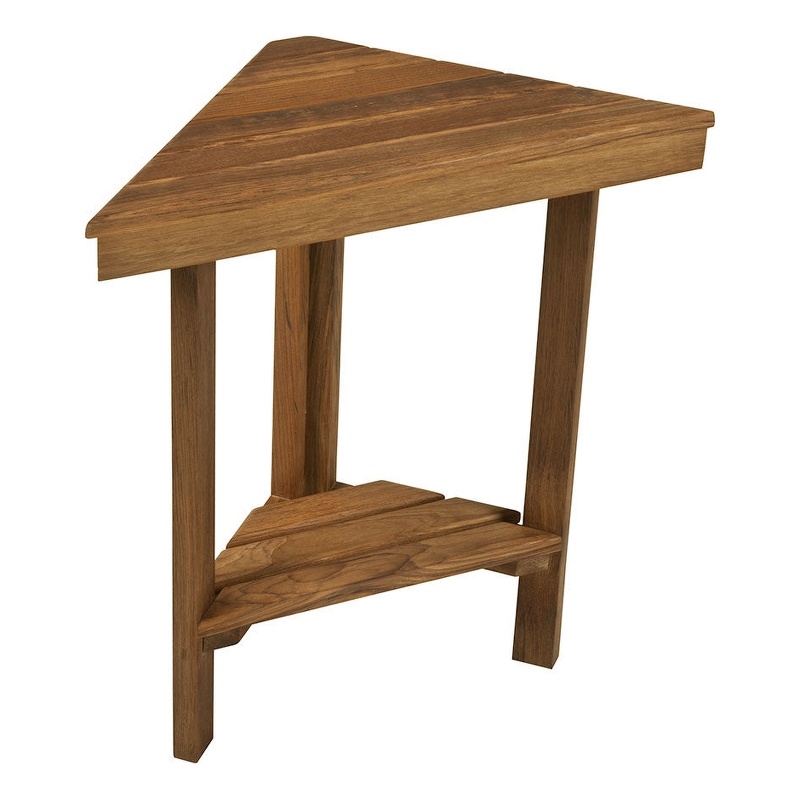 Teakworks4u Mini Corner Shower Bench with Shelf in Teak