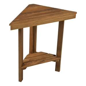 Teakworks4u Mini Corner Shower Bench with Shelf in Teak