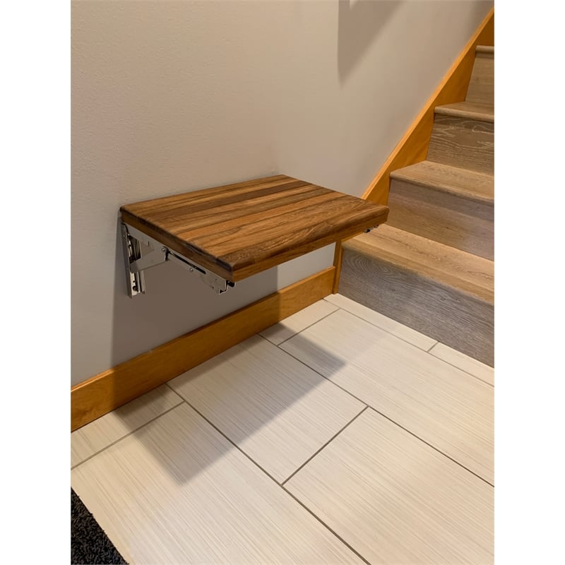Teakworks4u Wall Mount Fold Shower Bench in Teak