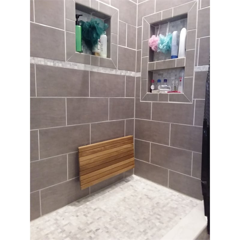 Teakworks4u Wall Mount Fold Shower Bench in Teak