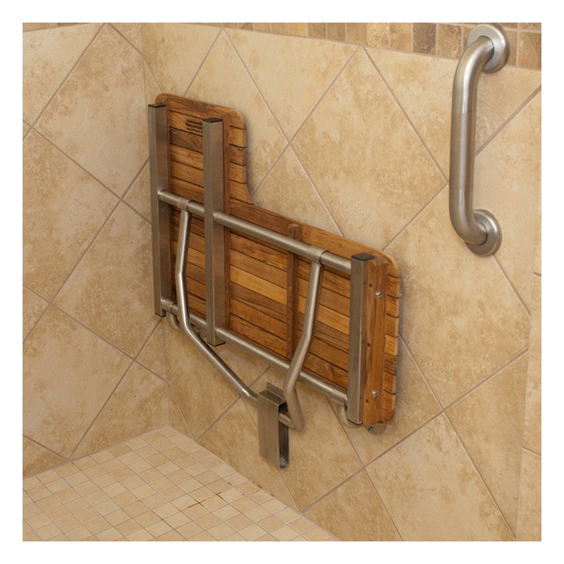 Teakworks4u ADA Compliant Right Hand Wall Mount Bench in Teak