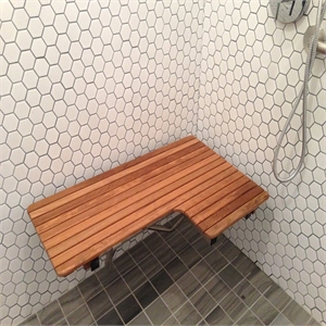 Teakworks4u ADA Compliant Left Hand Wall Mount Bench in Teak