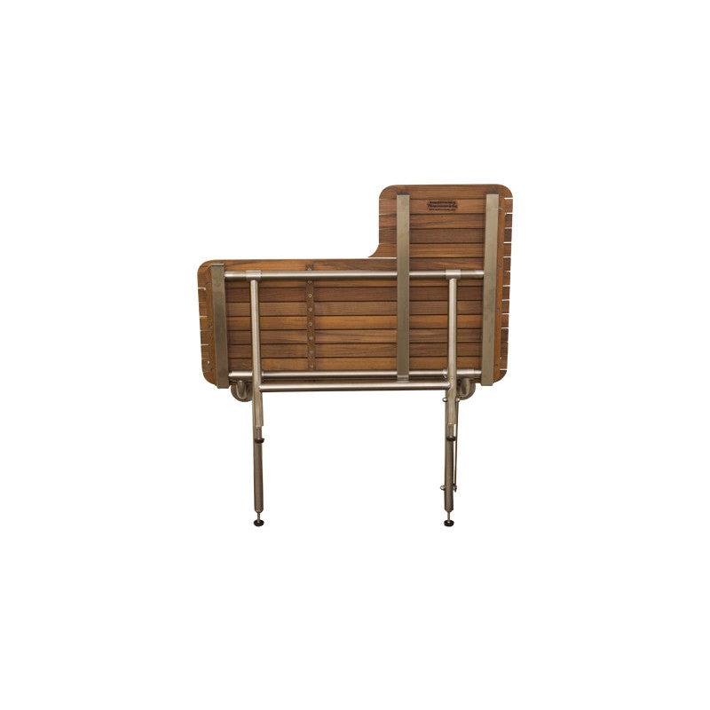 Teakworks4u ADA Compliant Left Hand Wall Mount Bench with Legs in Teak