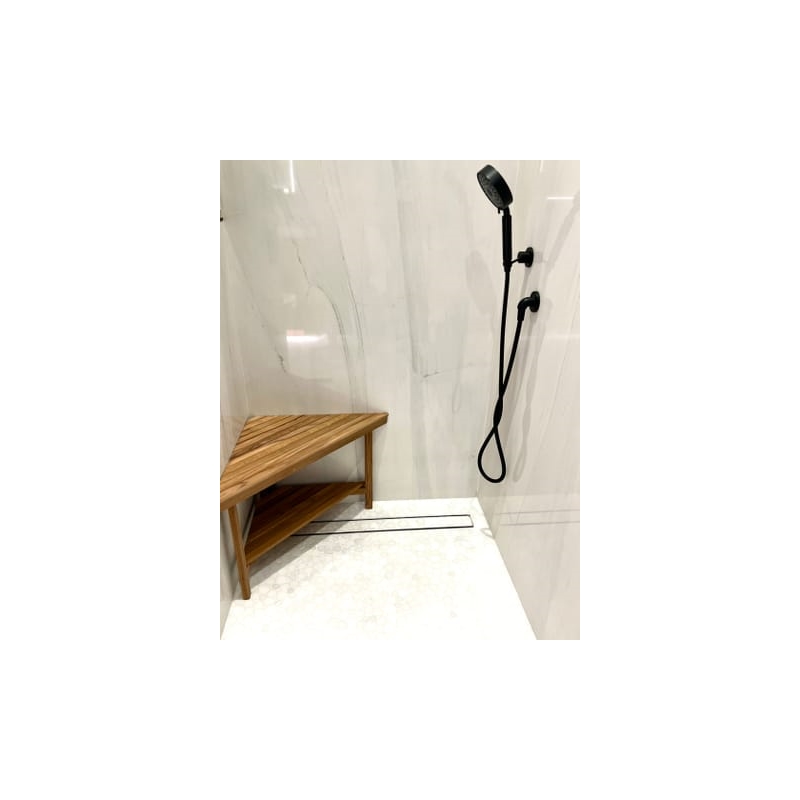 Teakworks4u Deluxe Corner Shower Bench with Shelf in Teak