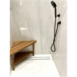 Teakworks4u Deluxe Corner Shower Bench with Shelf in Teak