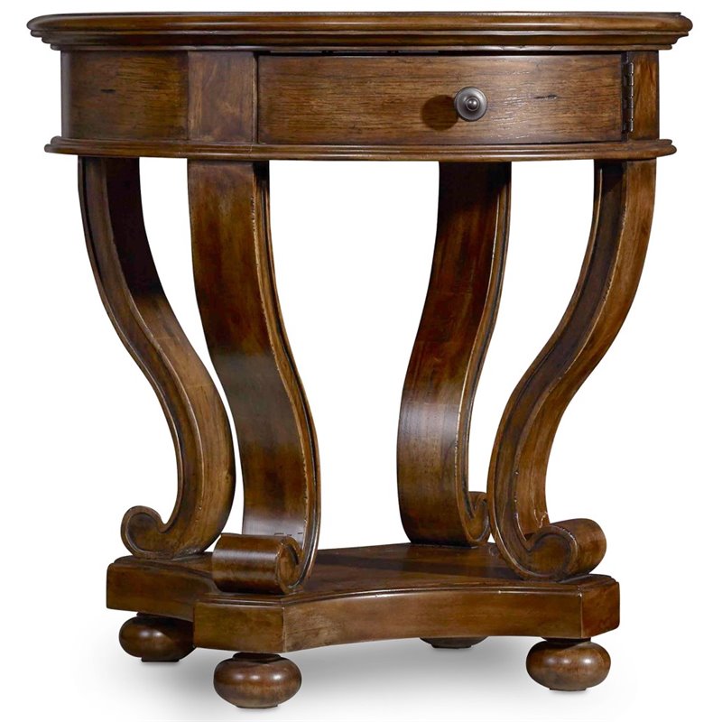 Hooker Furniture Archivist Round End Table in Pecan - 5447-50001