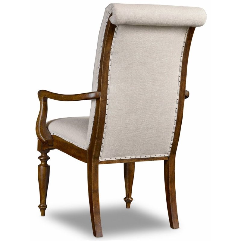 Hooker Furniture Archivist Upholstered Dining Arm Chair in Pecan