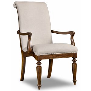 Hooker Furniture Archivist Upholstered Dining Arm Chair in Pecan