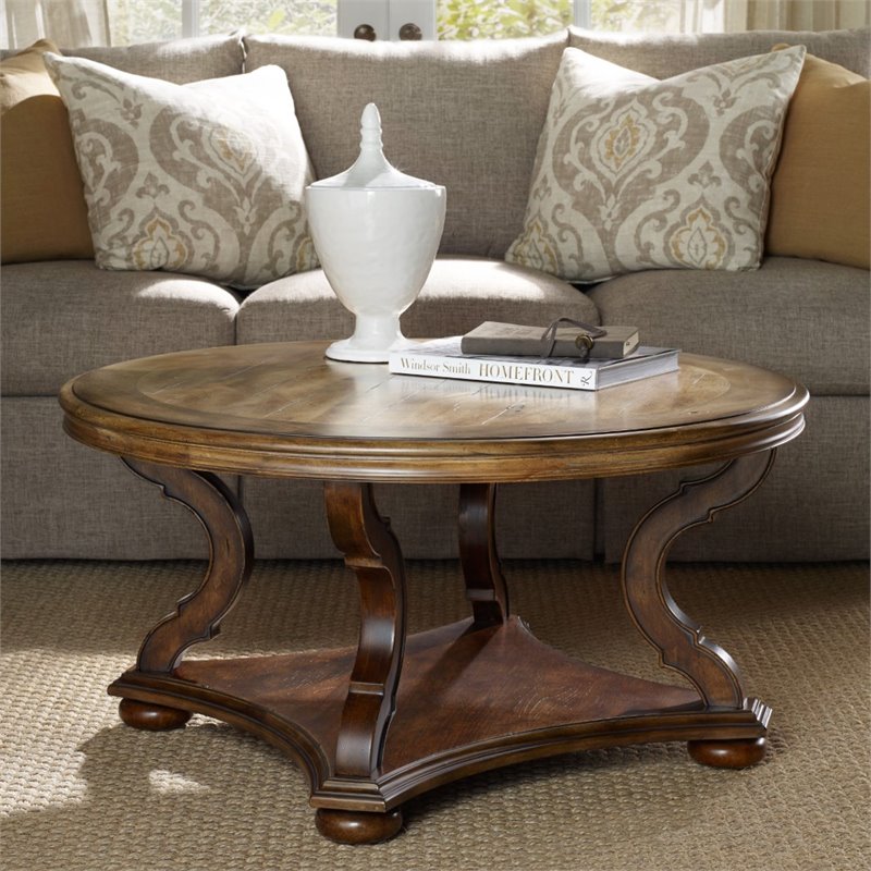 Hooker Furniture Archivist Round Coffee Table in Pecan | Cymax Business