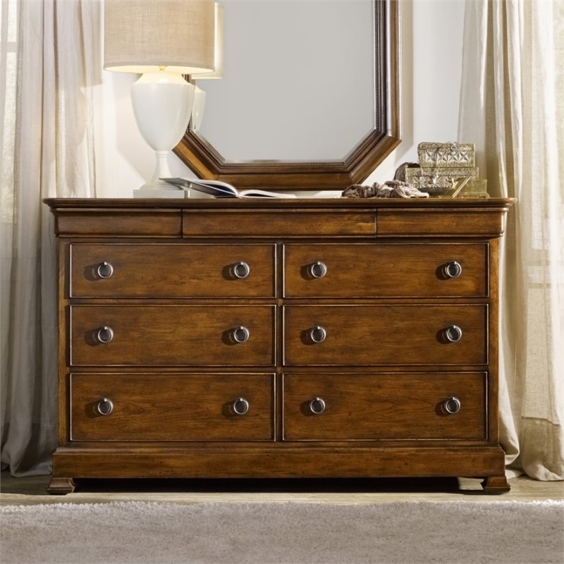 Hooker Furniture Archivist 9 Drawer Dresser in Pecan