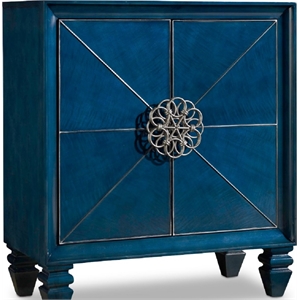 Hooker Furniture Melange Spectrum Accent Chest in Blue/Figured Sycamore Veneers