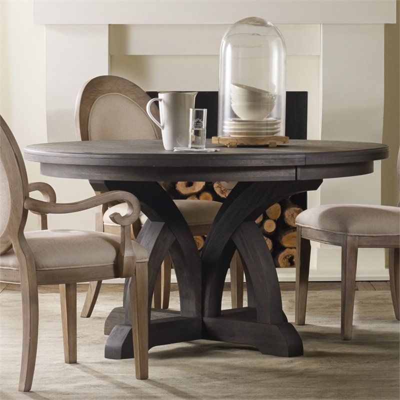 Hooker Furniture Corsica Round Extendable Dining Table in Dark Wood