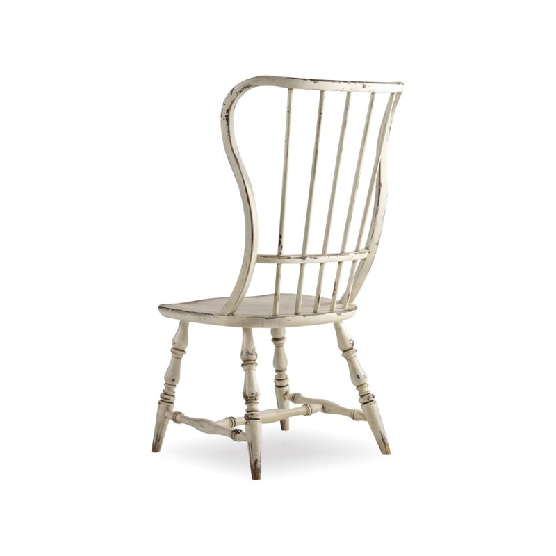 Sanctuary Spindle Back Dining Side Chair in Distress White Wood Finish by Hooker