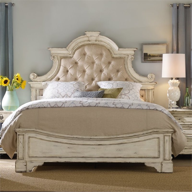 hooker furniture sanctuary king upholstered bed in chalky white - 5403 ...