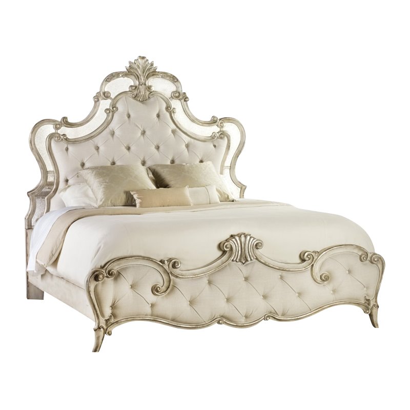 Hooker Furniture Sanctuary Upholstered California King Bed in Silver