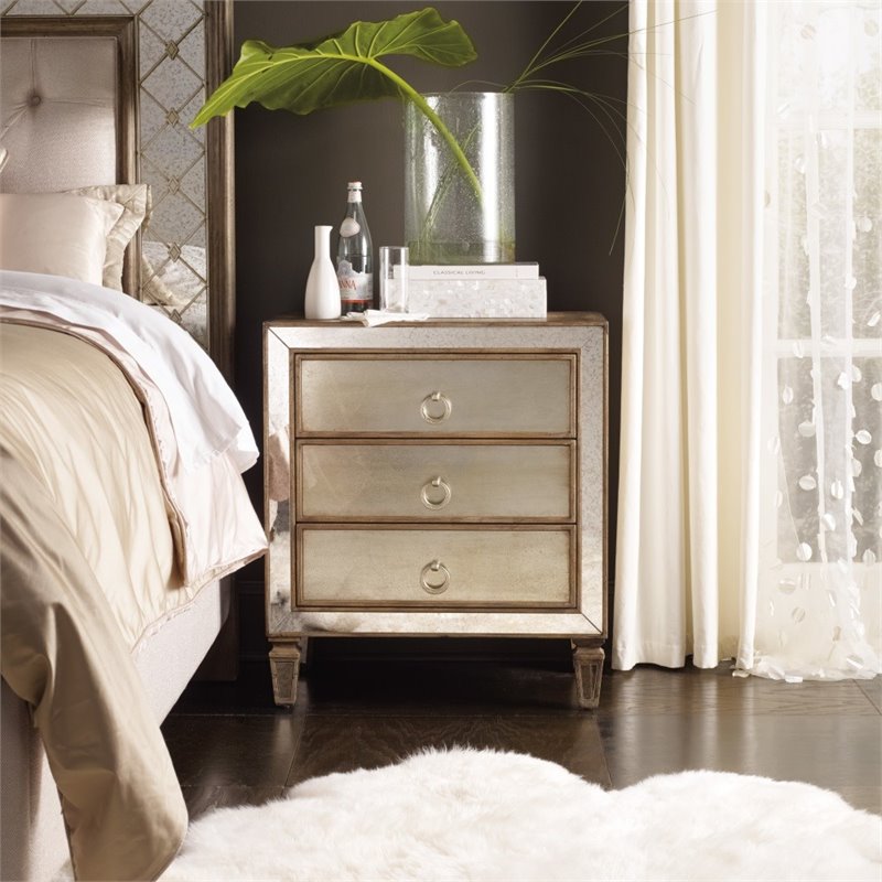 Hooker Furniture Sanctuary Two-Door Mirrored Nightstand in Visage ...