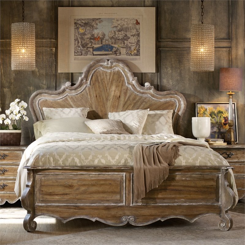 Hooker Furniture hatelet King Wood Panel Bed in Caramel Froth