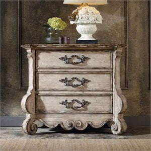 Hooker Furniture Chatelet 3 Drawer Nightstand in Distressed Vintage White