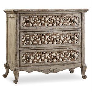 Hooker Furniture Chatelet 3 Drawer Fretwork Nightstand in Caramel Froth