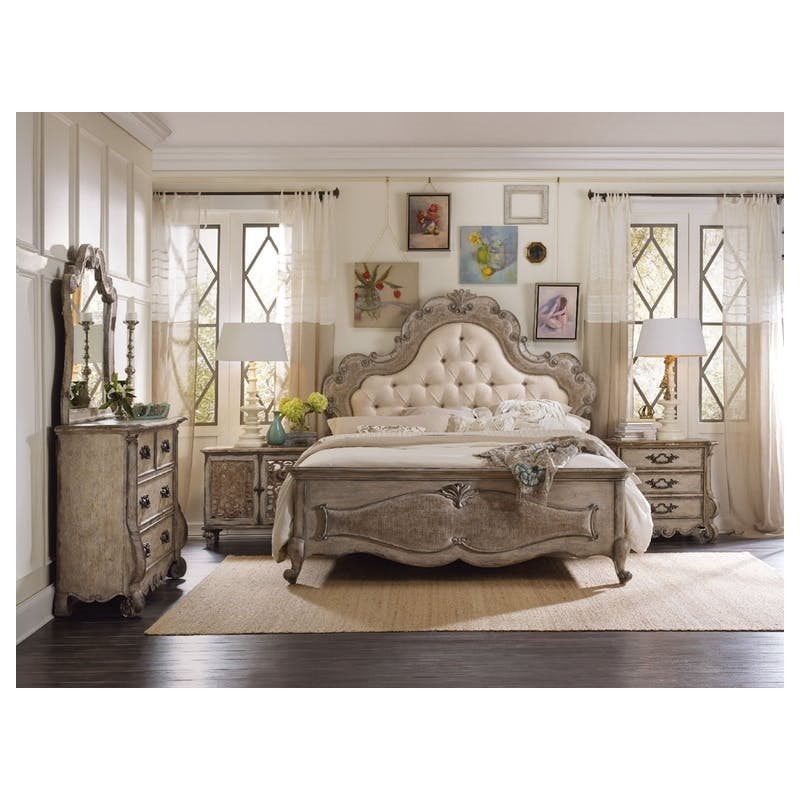 Chatelet Fabric Upholstered Queen Panel Bed in Antique Beige Linen by Hooker