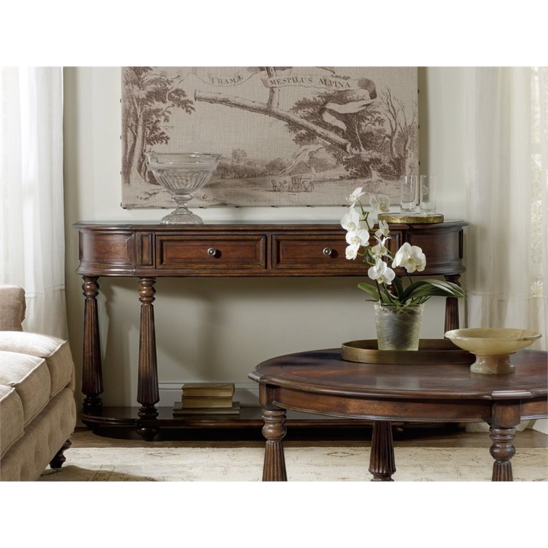 Hooker Furniture Leesburg Demilune Hall Console Table in Mahogany