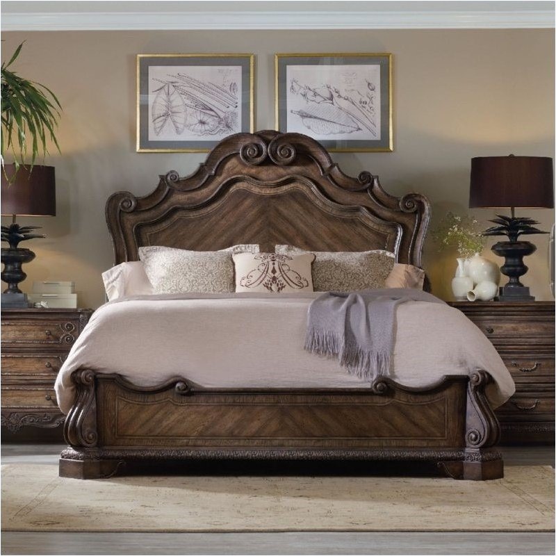 Hooker Furniture Rhapsody 3 Piece Panel Bed Set In Rustic Walnut