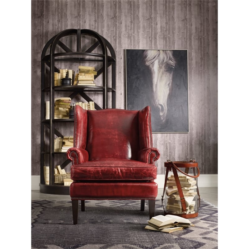 Blakeley Leather Club Chair in Red and Natchez Brown by Hooker Furniture