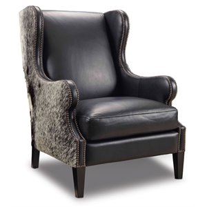 Hooker Furniture Lily Leather Club Chair in Black and Natchez Brown