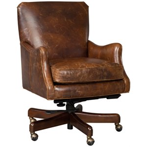 Hooker Furniture Barker Leather Tilt Swivel Chair in Brown